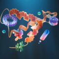 3D-weergave van een DNA-molecuul, symbool voor hormonale balans, regeneratie en gezondheid met HGH en peptides zoals Ozempic en Genotropin