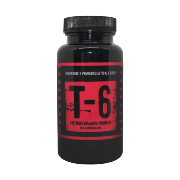 Afbeelding van een pot T6 Fatburners, krachtige supplementen voor vetverbranding, energie en gewichtsverlies.